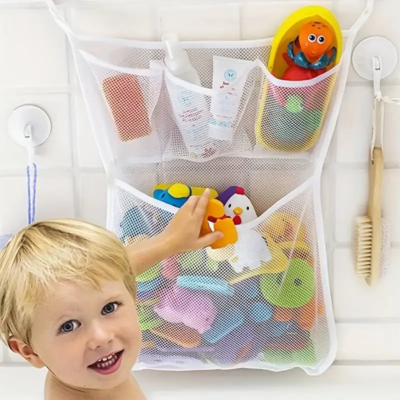 Home Bathroom Organizer - ベビーシャワーのお風呂のおもちゃ白ベビーキッズおもちゃ収納メッシュ強力な吸盤付きおもちゃバッグネットバスルームオーガナイザー
