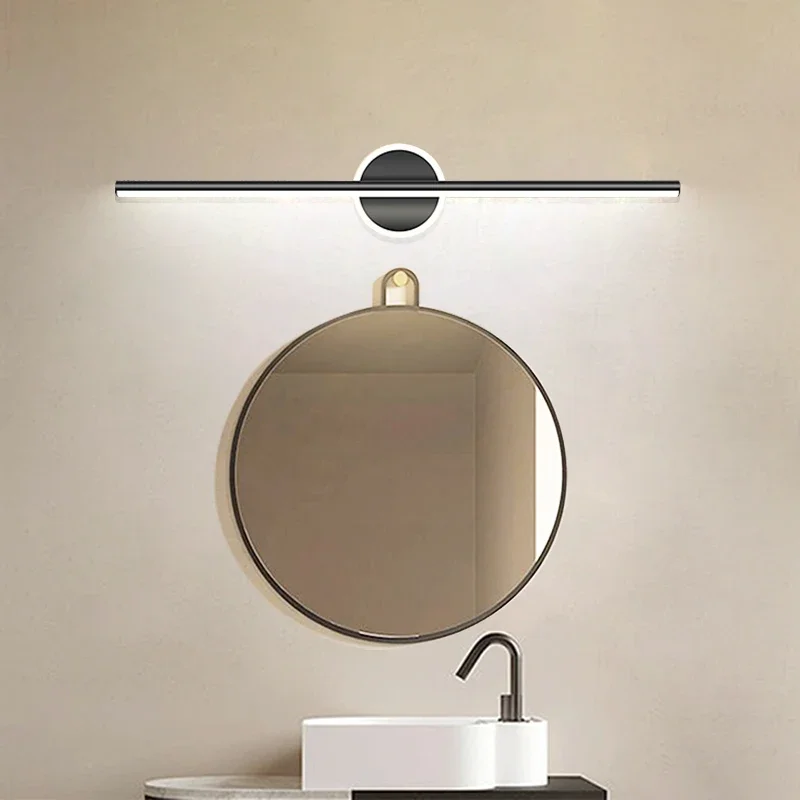 Bathroom Mirror Led - 現代の LED ミラーランプ 40/55 センチメートルウォールライト浴室トイレブラックゴールドロングストリップ器具家の装飾 Led