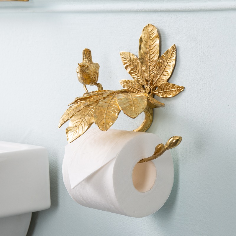 Home Toilet Bathroom Design - 真鍮製高級トイレットペーパーホルダー 鳥デザイン レトロなバスルームツリーブランチ壁掛けティッシュロールスタンド ホームデコレーション