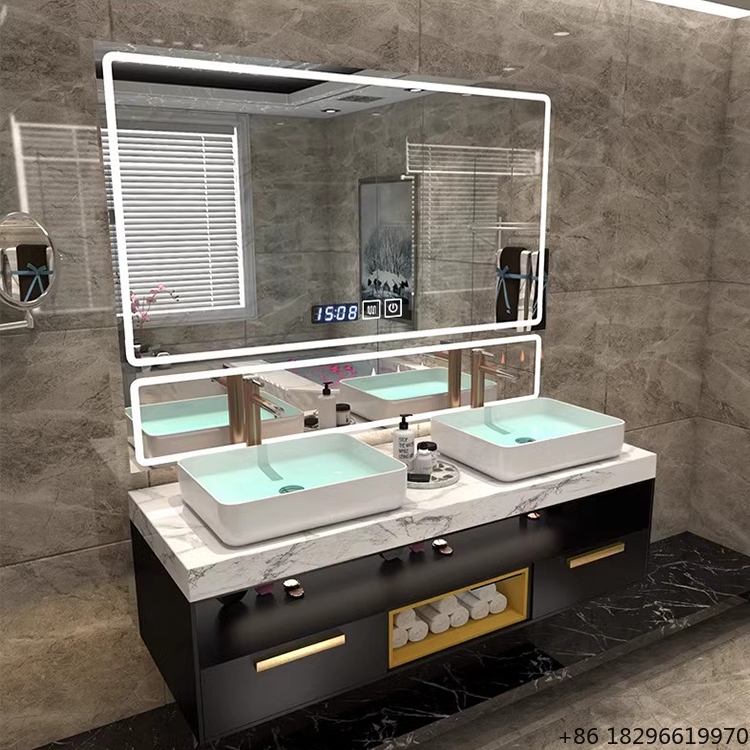 Bathroom Mirror Led - 高級大型LEDバックライト付きスマートバスルームミラーキャビネット（シンク付き洗面台）モダンなバスルーム用