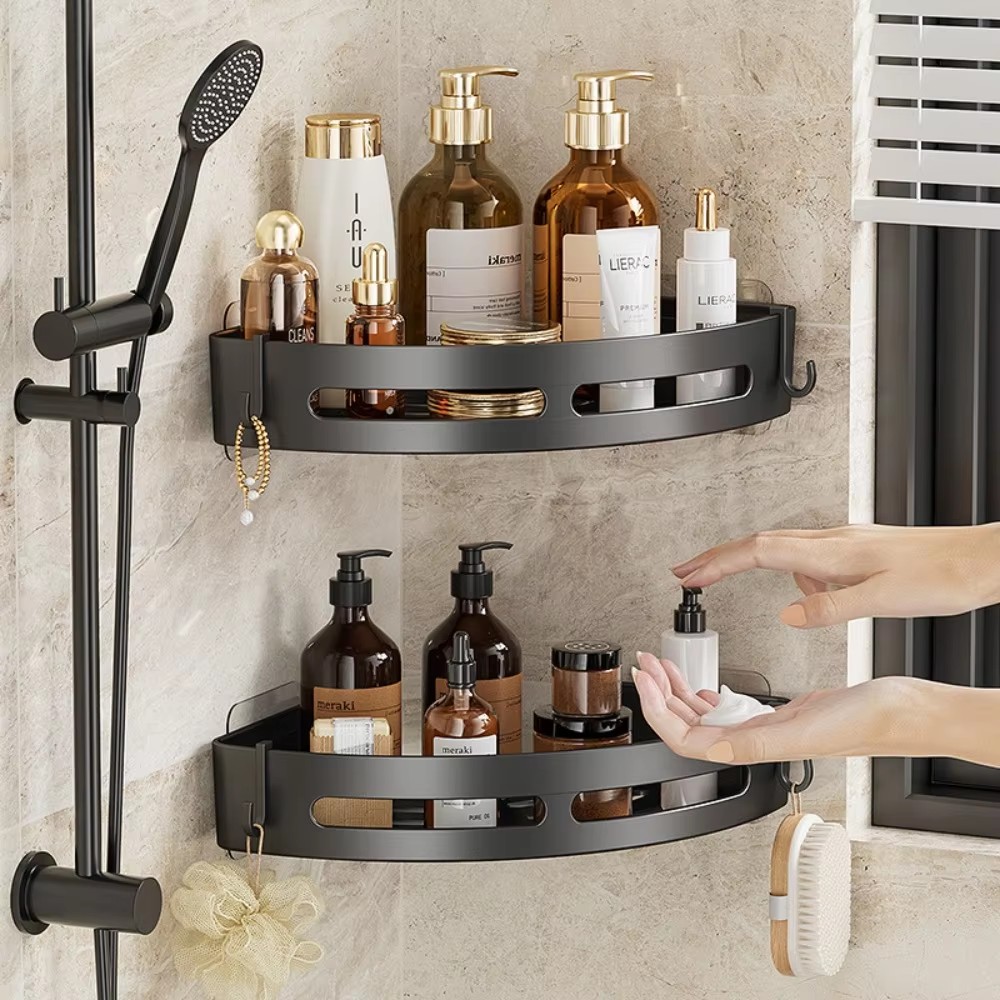 Zara Home Bathroom - 3/2/1 個粘着浴室シャンプーホルダーシャワーキャディ棚収納ドリル棚なしコーナータオルホルダー棚浴室用