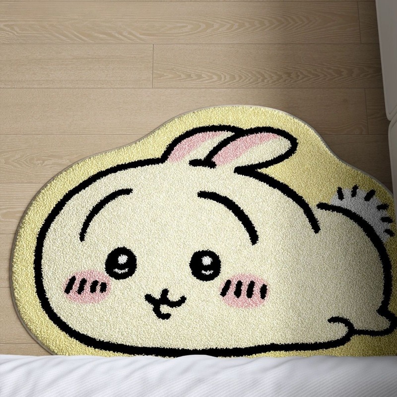 Home Bathroom Rugs - ちいかわ漫画ラグアニメハチワレうさぎぬいぐるみフロアマット浴室滑り止めカーペット車用クッションソフトリビングルーム装飾…