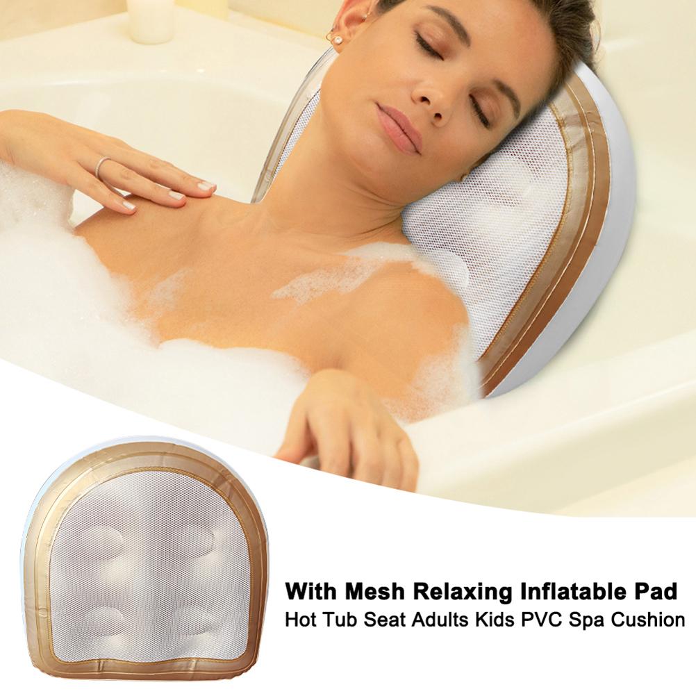 Bathtub Pillow Inflatable - スパとジャグジー用のスイミングクッション,メッシュカバー付きスパ用のバスタブ,吸盤付きのインフレータブルシート