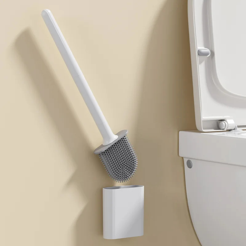 Toilet Brush Holder - 防水ソフトブラシトイレブラシ、シリコン製壁掛けデザイン、速乾性浴室掃除ブラシ
