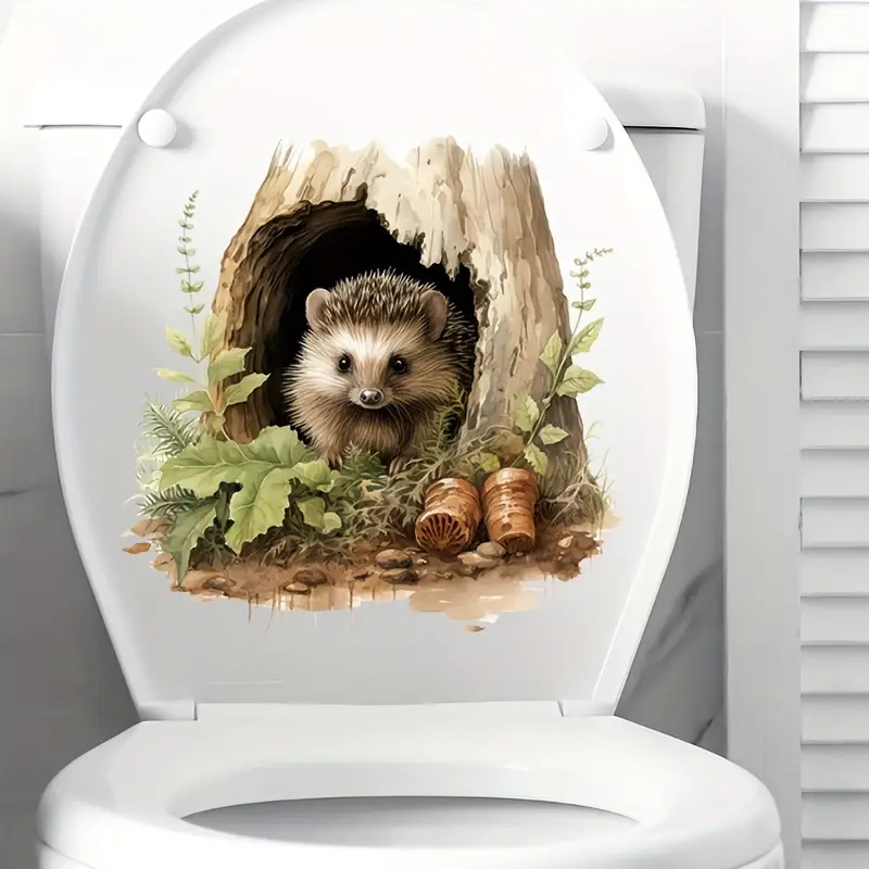 Home Toilet Bathroom Design - 小さなハリネズミの穴が付いた装飾的なウォールステッカー,トイレのタンク,家,バスルーム,ドア,面白いデザイン