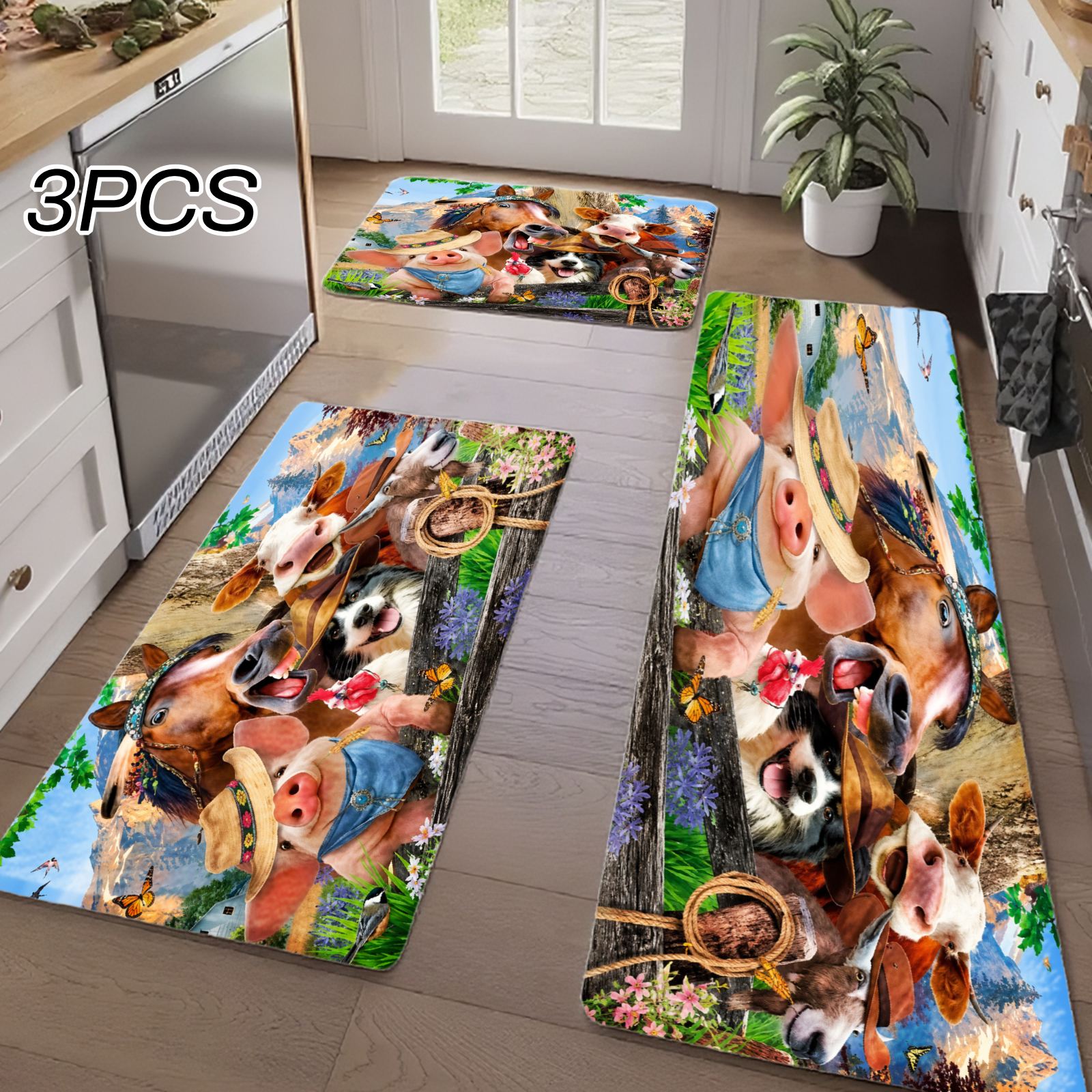 3ピースキッチンラグ、玄関、キッチン、バスルーム用の家の装飾 - Home Bathroom Scene のレビューと価格