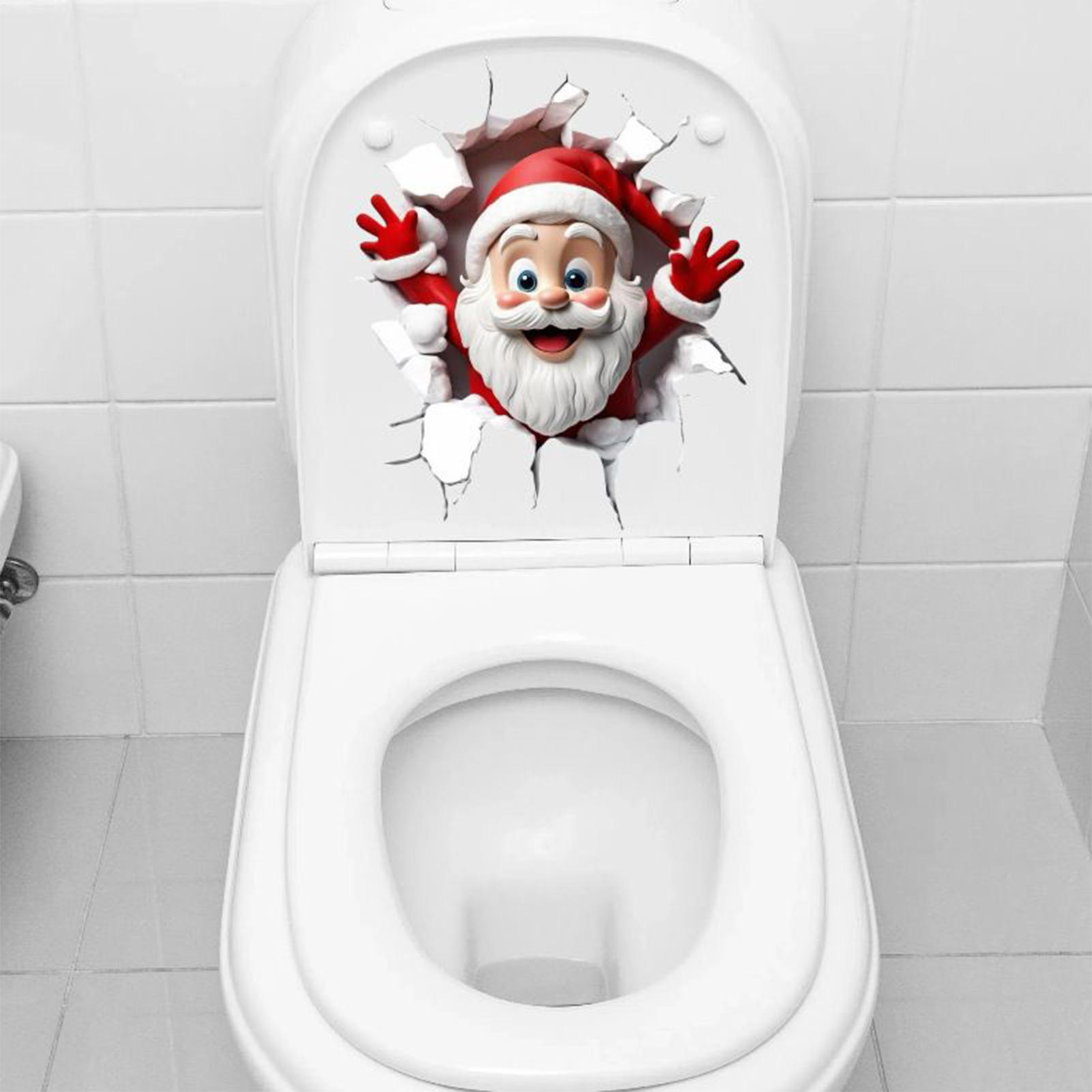 クリスマス便座ステッカー サンタクロース 壁を破るようなホリ - Home Bathroom Break のレビューと価格