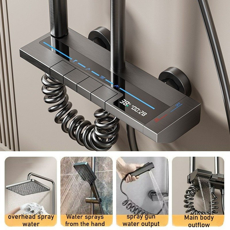 LEDデジタルディスプレイシャワーセット 温冷ピアノボタン  - Bathroom Home Improvement のレビューと価格