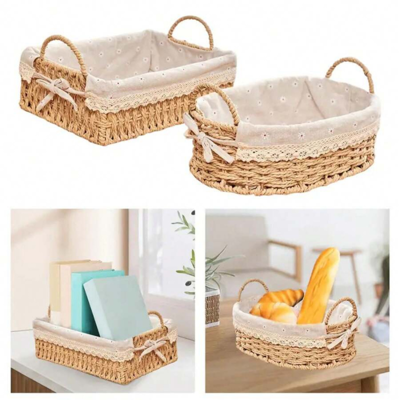 織り上げた収納バスケット キッチンオーガナイザー 手編み ハ - Home Bathroom Organizer のレビューと価格