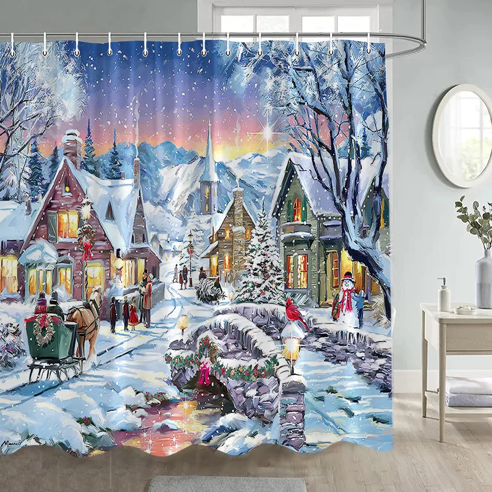 GAEWinter クリスマス シャワーカーテン 面白い雪だ - Home Bathroom Scene のレビューと価格