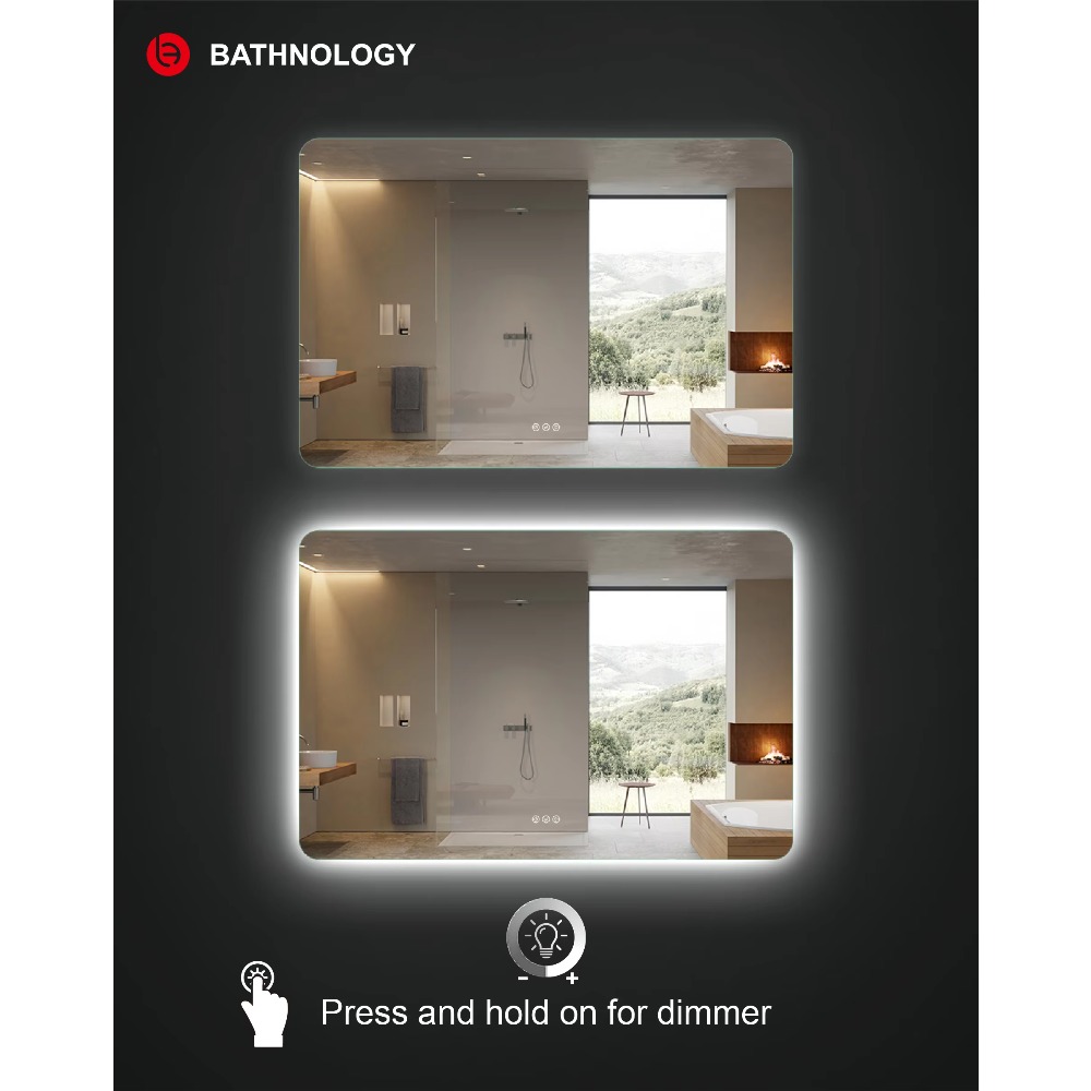 メーカー製バックライト付き長方形大型LEDミラー/タッチスク - Bathroom Mirror Led のレビューと価格