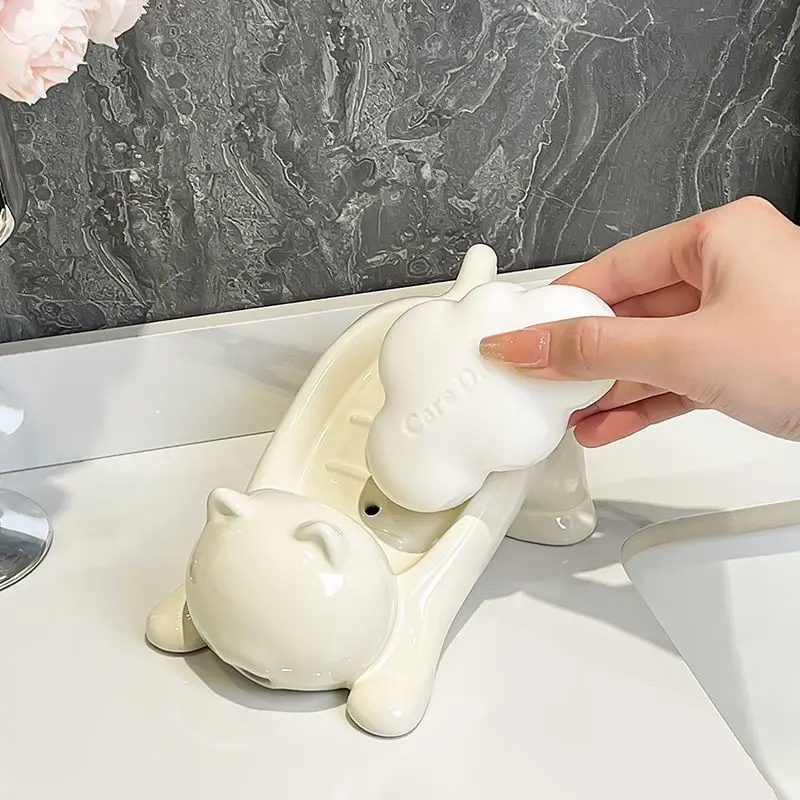 かわいい猫の形をした石鹸置き、滑らかなプラスチック製トイレ石 - Home Creation Bathroom のレビューと価格