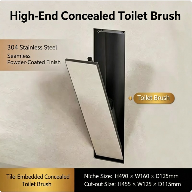 隠しトイレブラシホルダー+ステンレス鋼304埋め込み式トイレ - Toilet Brush Holder のレビューと価格