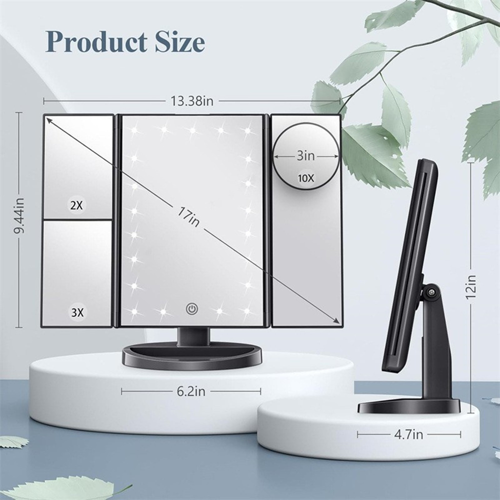バスルーム折りたたみ化粧鏡、2倍3倍拡大鏡、10倍小型丸型ミ - Bathroom Mirror Led のレビューと価格