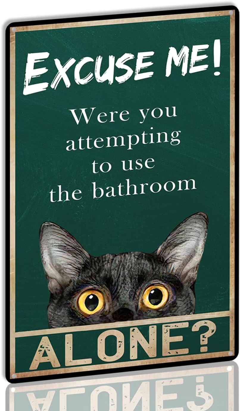YLUYINOM ブリキ看板絵画 面白い黒猫のバスルーム装飾 - Home Alone Bathroom のレビューと価格