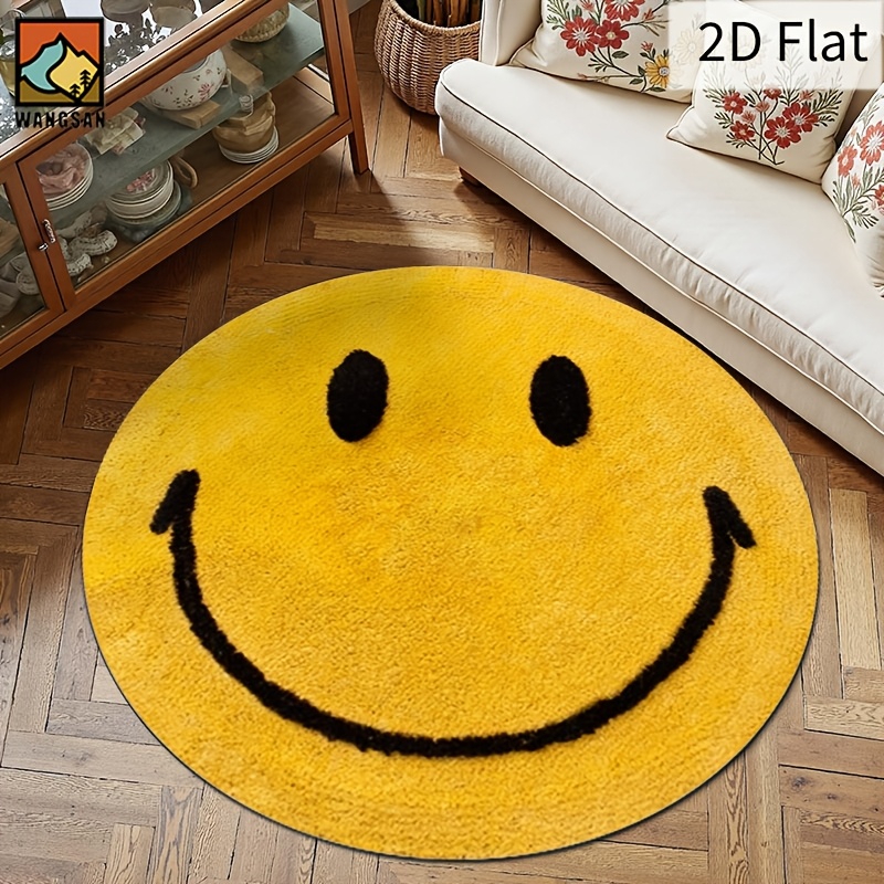 2Dラウンドフランネルラグ スマイルフェイスデザイン ソフト - Home Bathroom Rugs のレビューと価格