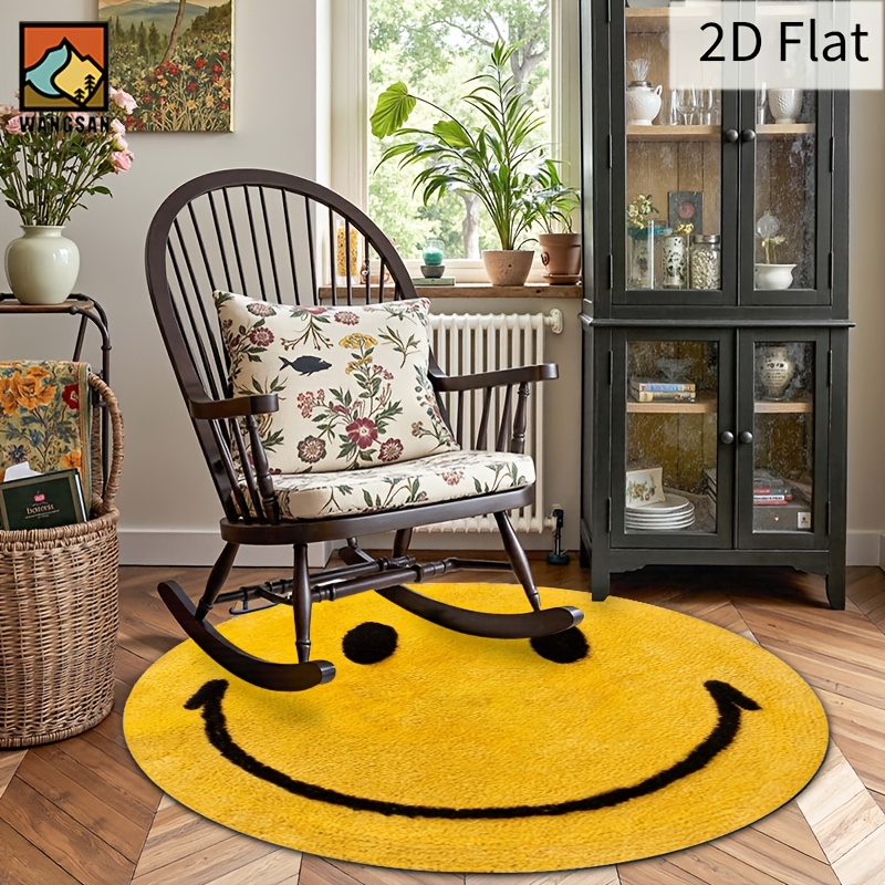 2Dラウンドフランネルラグ スマイルフェイスデザイン ソフト - Home Bathroom Rugs のレビューと価格