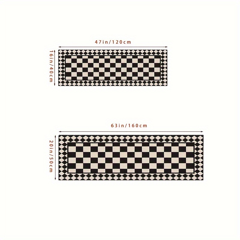 VIKAMA 黒白市松模様の抽象アートカーペットキッチンマッ - Home Bathroom Rugs のレビューと価格