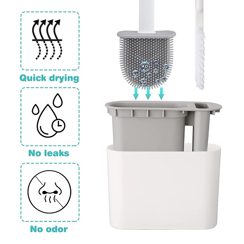 壁掛けトイレブラシ ホルダー付き 長柄シリコントイレブラシ  - Toilet Brush Holder のレビューと価格