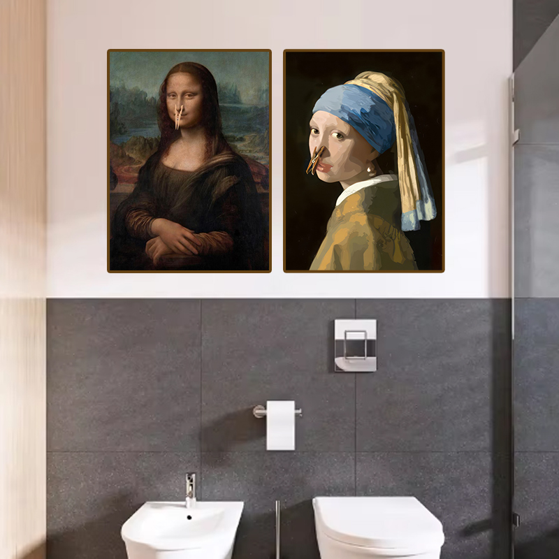 1ピース 面白い抽象的なバスルームトイレの家の装飾、額縁なし - Home Toilet Bathroom Design のレビューと価格