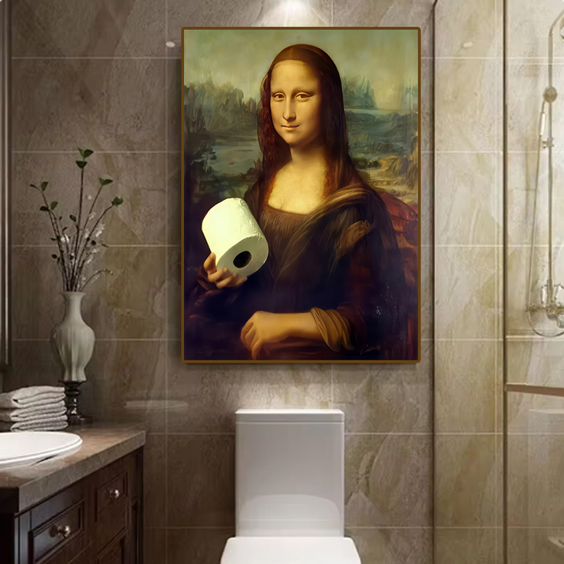 1ピース 面白い抽象的なバスルームトイレの家の装飾、額縁なし - Home Toilet Bathroom Design のレビューと価格