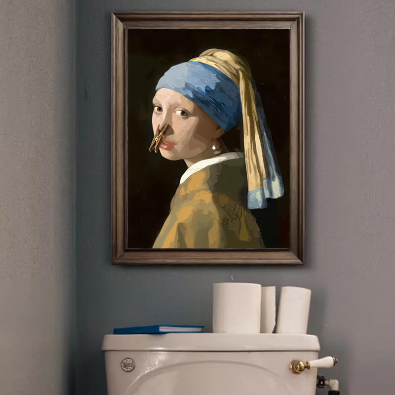 1ピース 面白い抽象的なバスルームトイレの家の装飾、額縁なし - Home Toilet Bathroom Design のレビューと価格