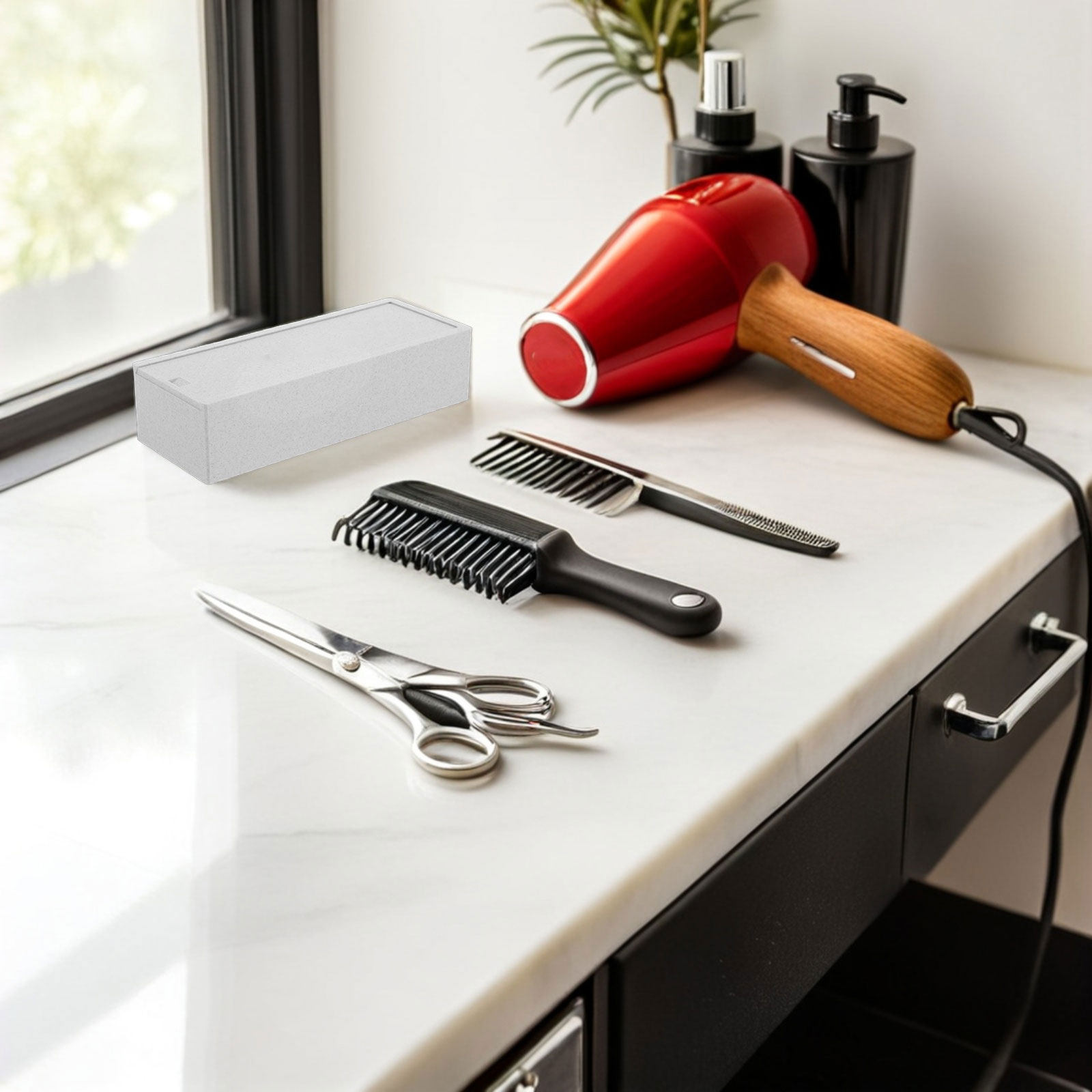 白い二重コンパートメントの刃物収納ケース、自立式プラスチック - Home Bathroom Organizer のレビューと価格