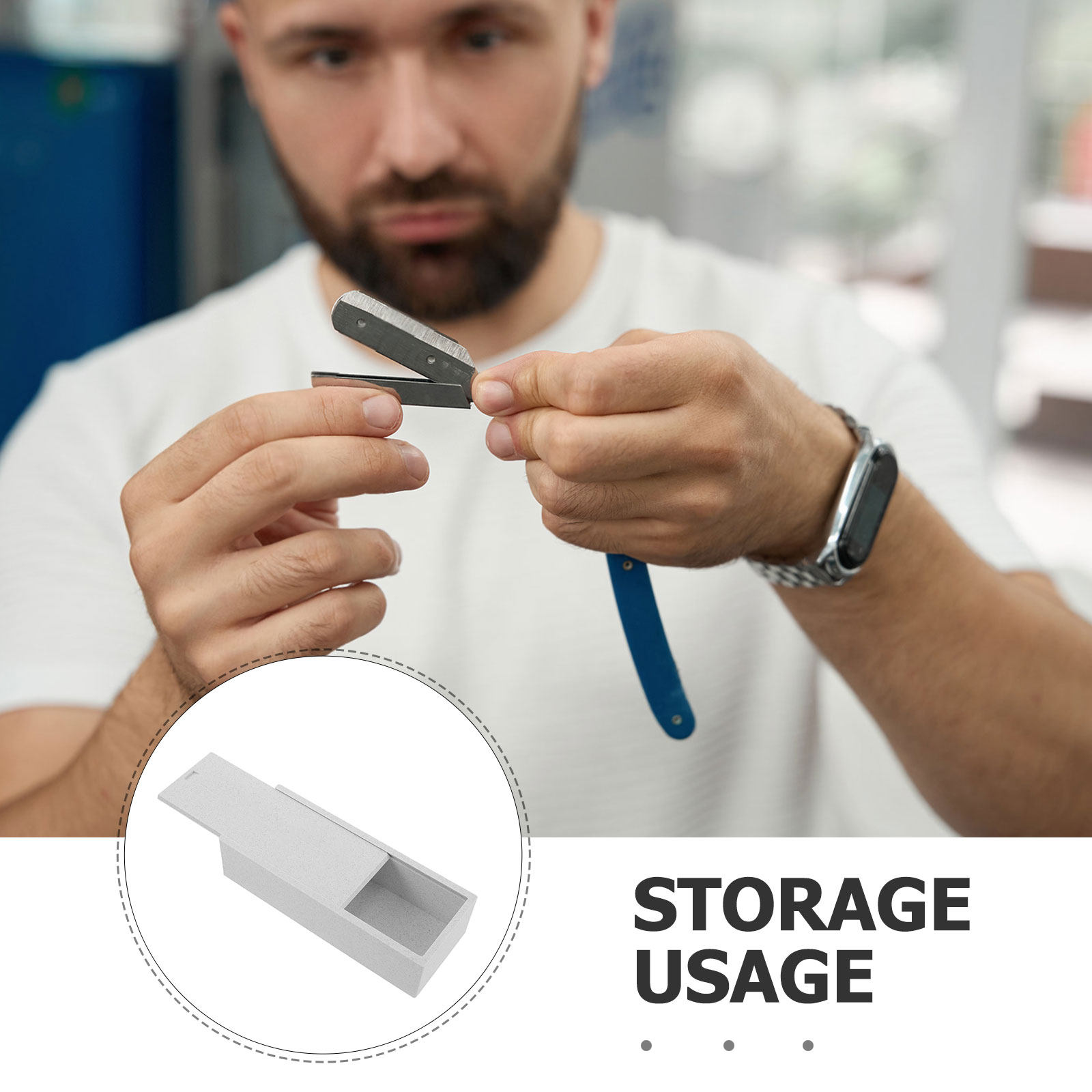 白い二重コンパートメントの刃物収納ケース、自立式プラスチック - Home Bathroom Organizer のレビューと価格