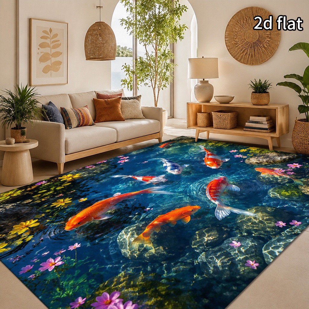 オリエンタル鯉の池の絨毯 カラフルな鯉と蓮の花の水辺の風景  - Home Bathroom Scene のレビューと価格