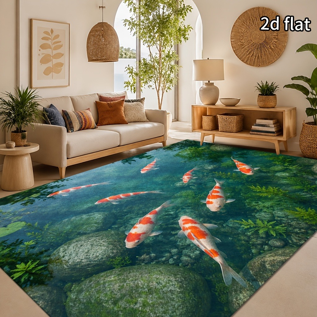 オリエンタル鯉の池の絨毯 カラフルな鯉と蓮の花の水辺の風景  - Home Bathroom Scene のレビューと価格