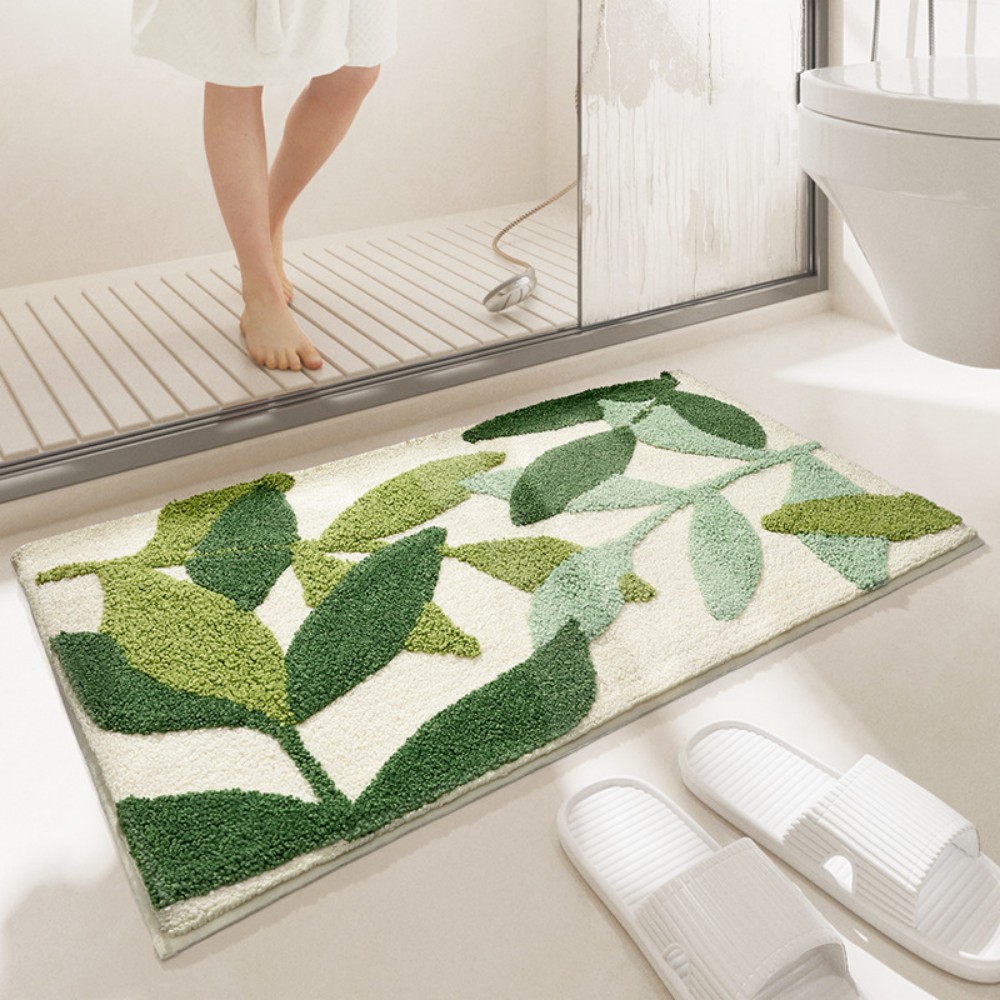 VIKAMA 浴室滑り止め吸収カーペットリーフパターン柔らか - Home Bathroom Cleaning Machine のレビューと価格