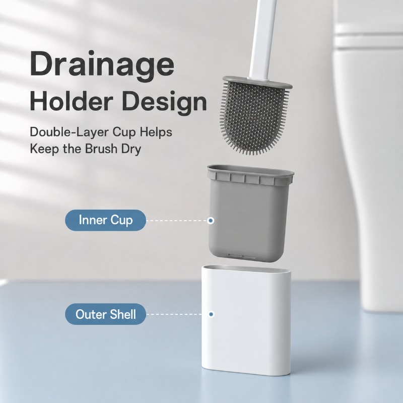 フレキシブルシリコン製トイレブラシ（ホルダー付き、ロングハン - Toilet Brush Holder のレビューと価格