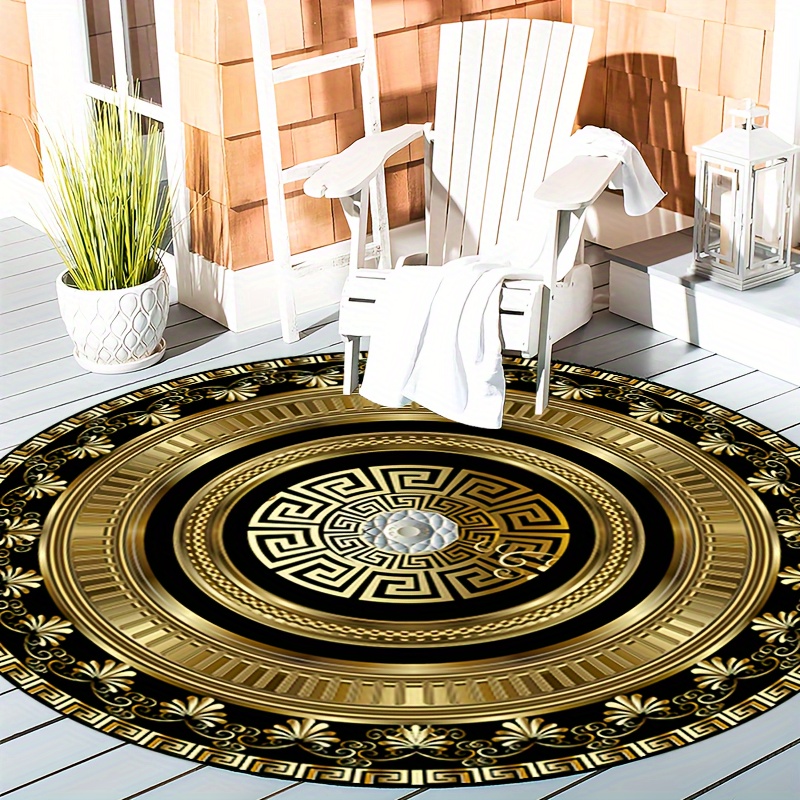 ギリシャキーパターンラウンドラグフランネルカーペットクラシッ - Home Bathroom Rugs のレビューと価格