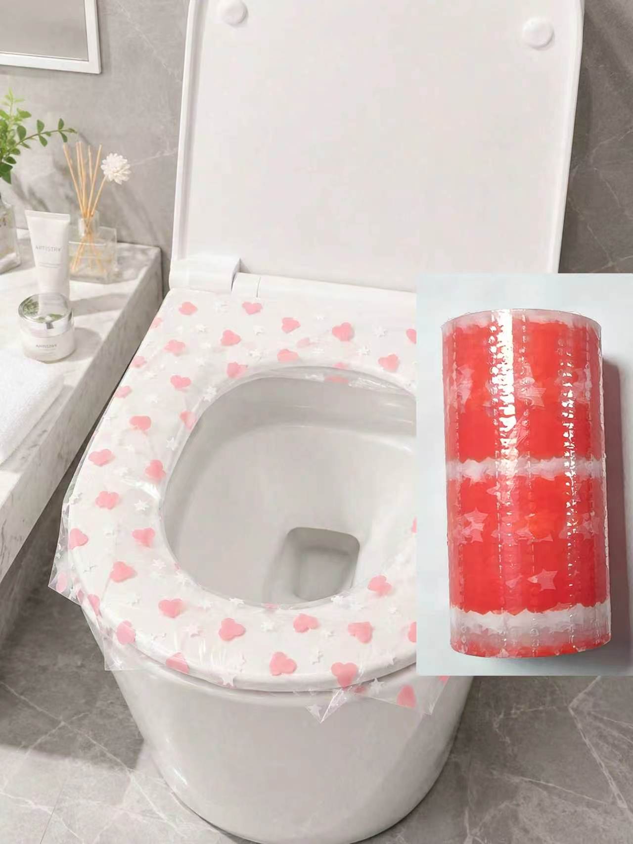 133枚入り使い捨て便座カバー、防水便座保護フィルム、ハート - Home Creation Bathroom のレビューと価格