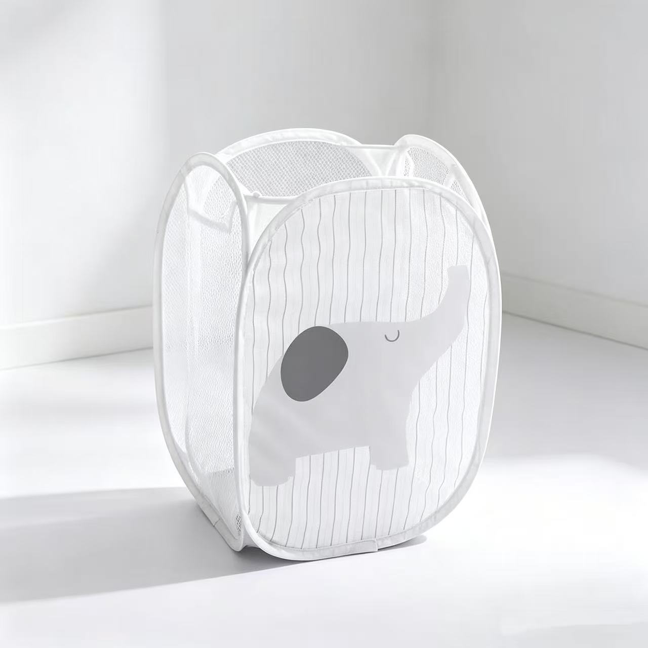 折りたたみ式メッシュランドリーバスケット、漫画柄の汚れた服入 - Home Bathroom Organizer のレビューと価格