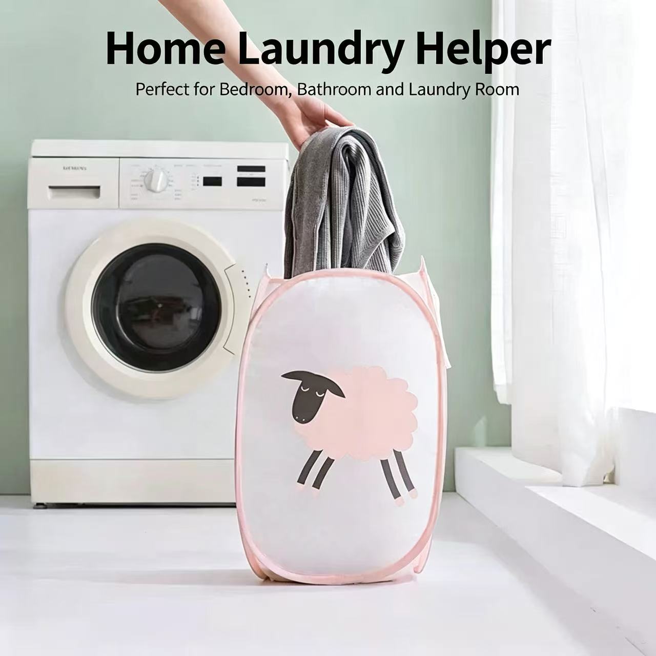折りたたみ式メッシュランドリーバスケット、漫画柄の汚れた服入 - Home Bathroom Organizer のレビューと価格