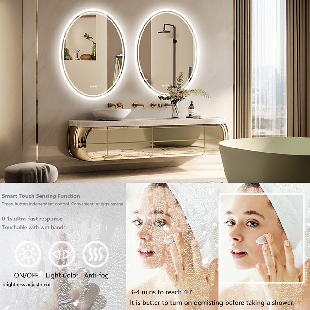 HD防爆オーバルLEDスマートバスルームライトIP65 - Bathroom Mirror Led のレビューと価格