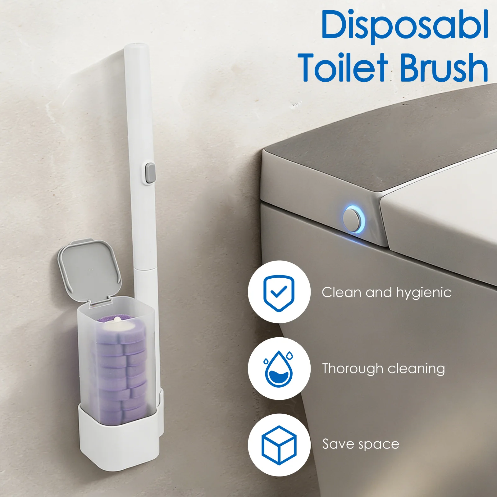 使い捨てトイレブラシとホルダーセット、48個のクリーナーブラ - Toilet Brush Holder のレビューと価格