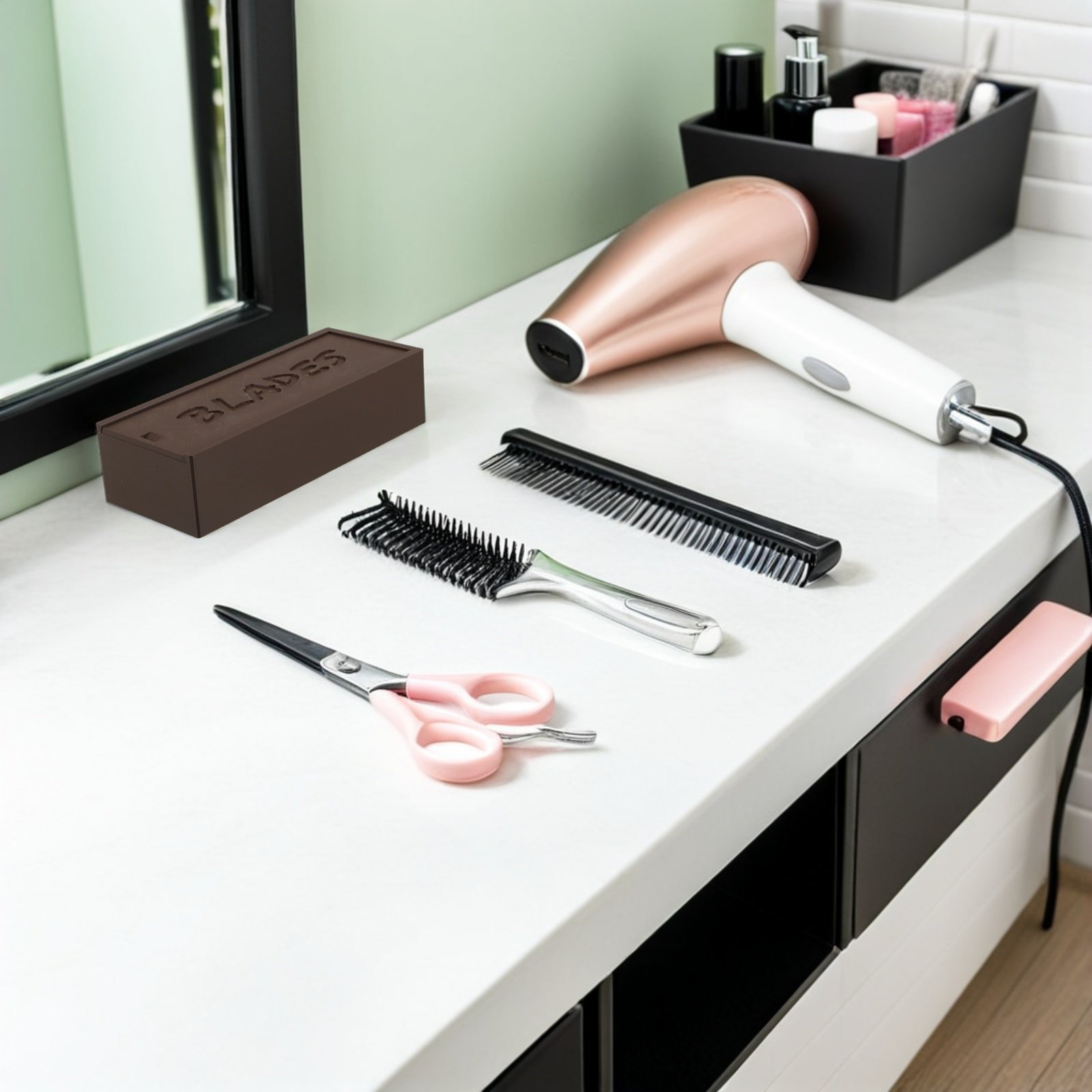 二重コンパートメントブラウンブレード収納プラスチックケース、 - Home Bathroom Organizer のレビューと価格