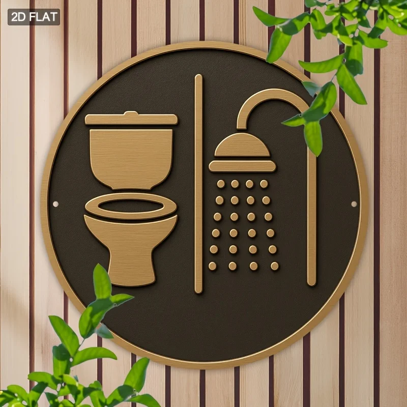 2Dフラットデザインのバスルームサイン（シャワーのアイコン付 - Home Toilet Bathroom Design のレビューと価格
