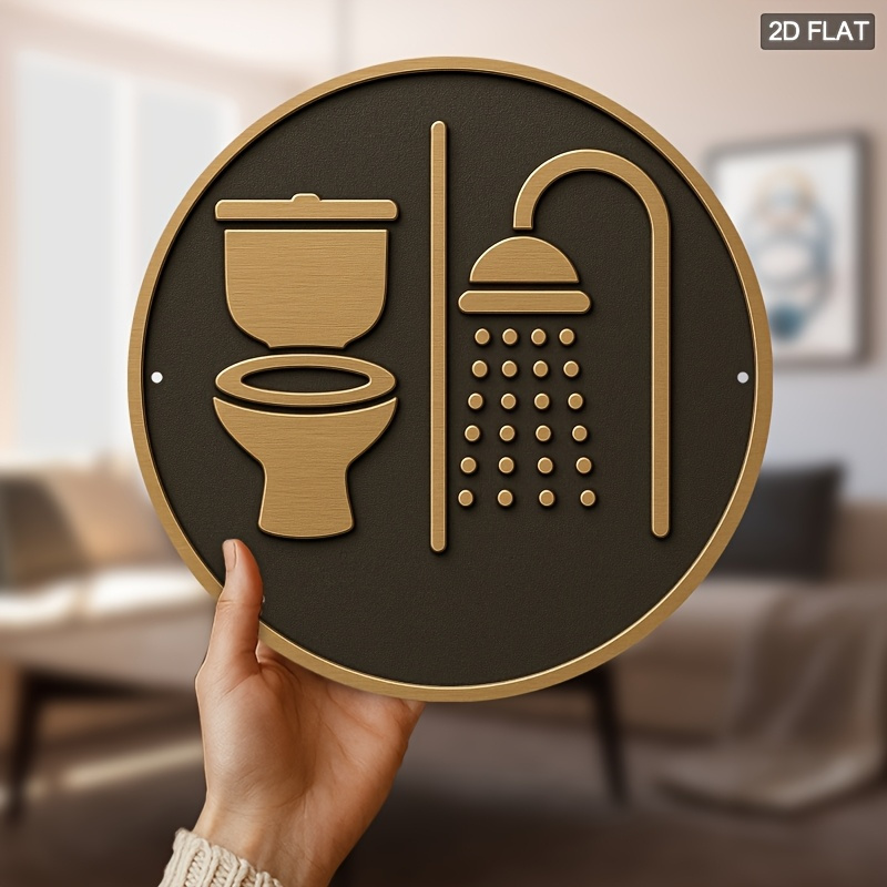 2Dフラットデザインのバスルームサイン（シャワーのアイコン付 - Home Toilet Bathroom Design のレビューと価格