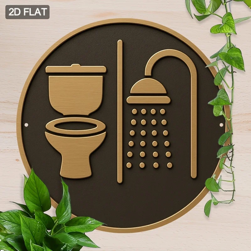 2Dフラットデザインのバスルームサイン（シャワーのアイコン付 - Home Toilet Bathroom Design のレビューと価格