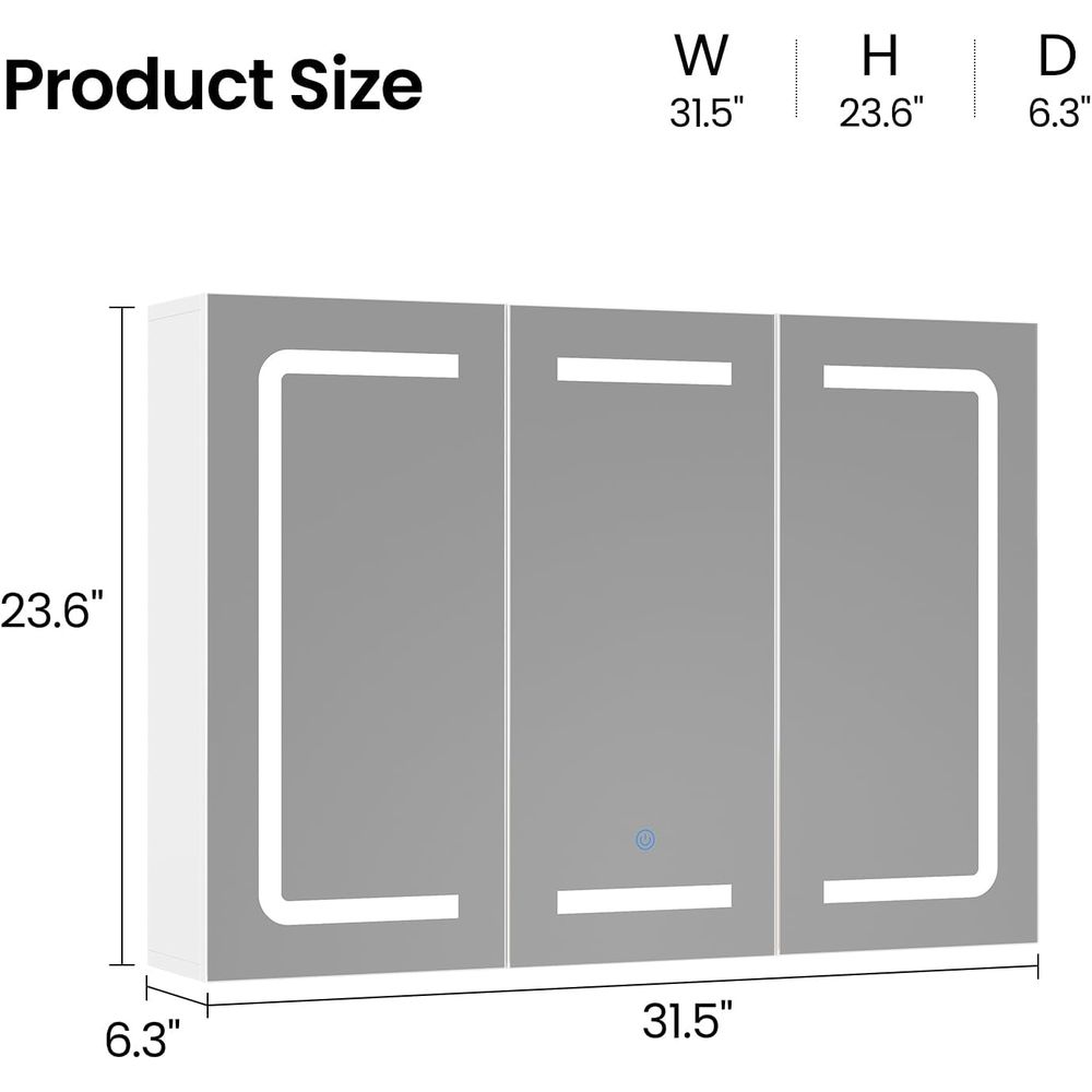 鏡付き薬棚オーガナイザー、照明付き収納付き浴室薬棚、LEDラ - Bathroom Mirror Led のレビューと価格