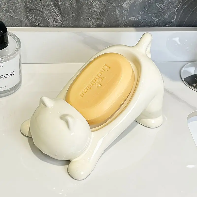 かわいい猫の形をした石鹸置き、滑らかなプラスチック製トイレ石 - Home Creation Bathroom のレビューと価格