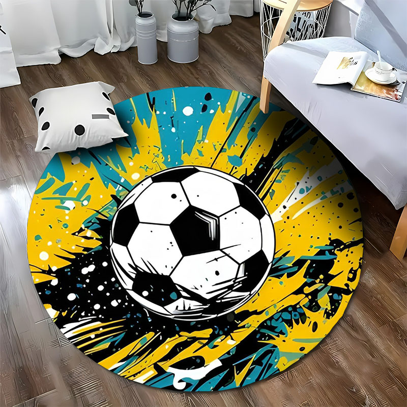 送料無料！ ダイナミックなサッカーデザインのラウンドラグ、ス - Home Toilet Bathroom Design のレビューと価格