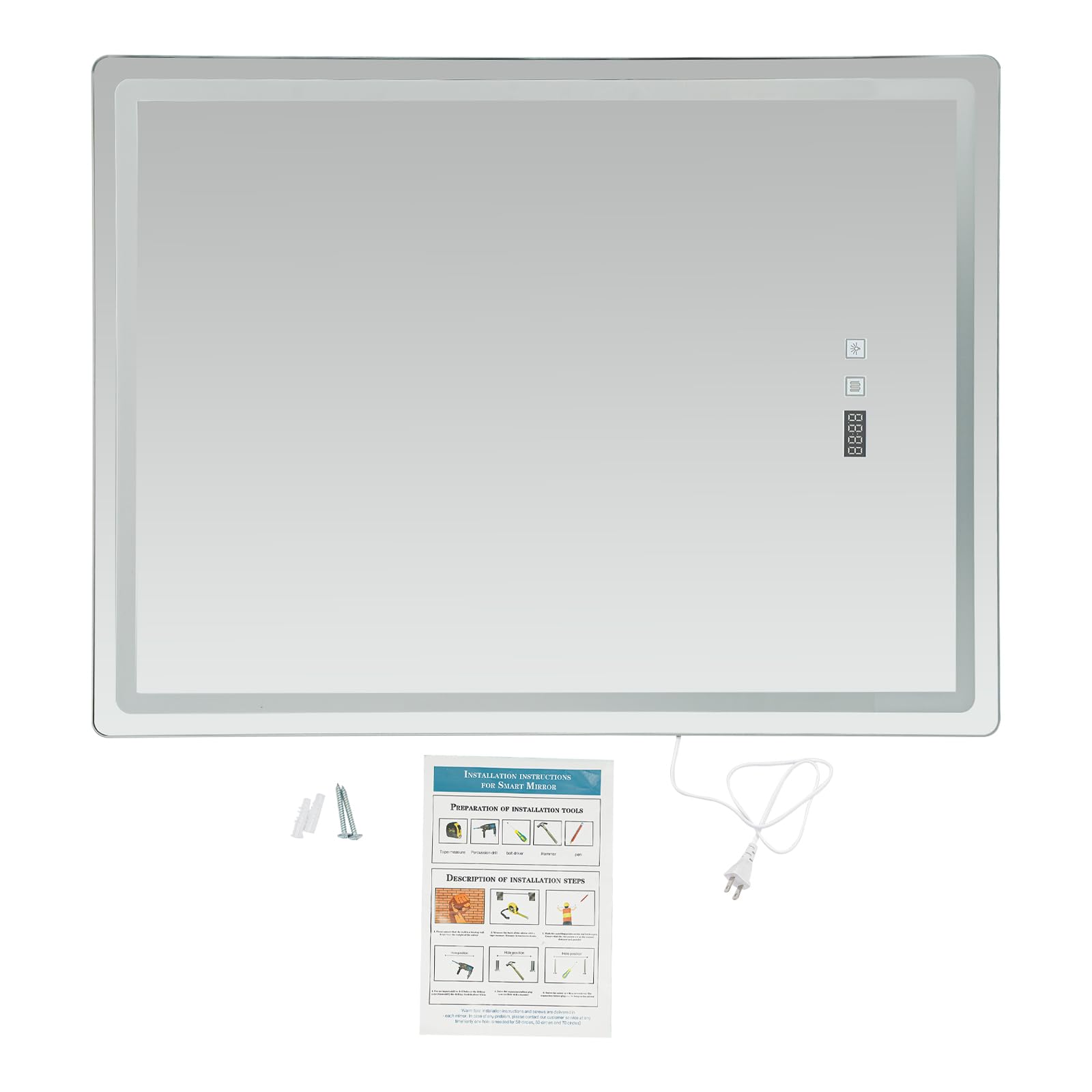 LED浴室壁掛けミラー、500x700mmスマート曇り止めミ - Bathroom Mirror Led のレビューと価格