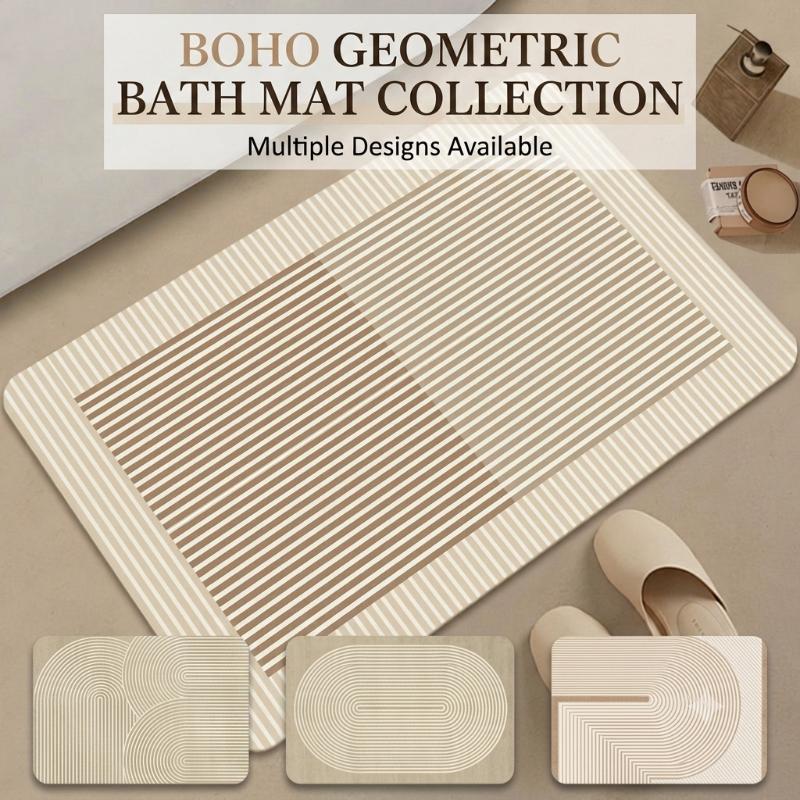 珪藻土バスマット 速乾 吸水性 ベージュ ストライプ柄 滑り - Non Slip Bath Mat のレビューと価格