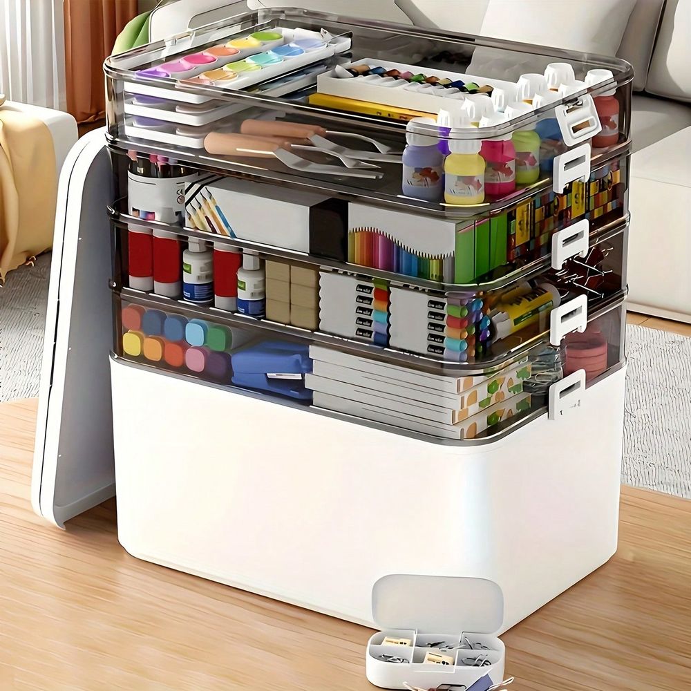 透明な多層式薬箱、大容量ポータブル仕切り付き収納ケース、お手 - Home Bathroom Organizer のレビューと価格